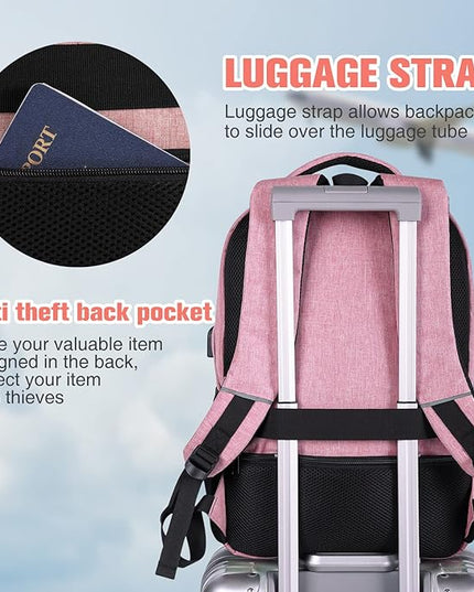 Paude Backpack for Women and Teen Girls, School/College Laptop Bookbag for City Trip, Pink