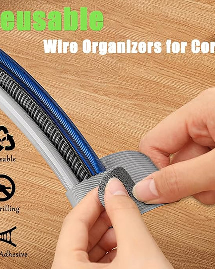 80PCS Hook and Loop Cable Straps, Cable Management Under Desk, Self Adhesive Cable Ties, Reusable Wire Organizers for Cords, Adjustable Cord Organizers for Desk, Home Office Essentials, White
