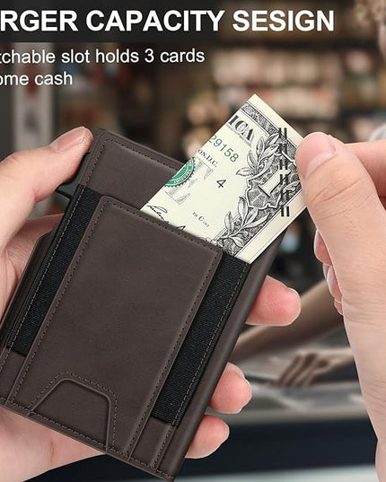 Wallet for Men Wallet with Slim Pop Up Card Holder 9-13 Cards, Bifold Minimalist Smart Wallet RFID Blocking Credit Card Holder with ID Window & Stretchable Cash Slot Compact Metal Aluminum Card Case