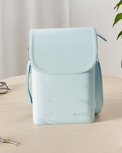 befen Genuine Leather Small Crossbody Bags for Women Cell Phone Bag Cross Body Purses,Silver Zipper