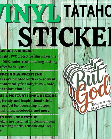 (3Pcs) But God There was No Way But God Made a Way Stickers Christian Inspirational Bible Waterproof Vinyl Decal Water Bottle Bumper Car Hard Hat Phone Laptop Religious Scripture Prayer Gifts - 3x2.5