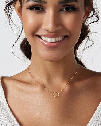 Cute Heart Necklace Dainty 18k Gold Plated Tiny Heart Pendant Choker Necklaces Small Gold Love Open Heart Chain Necklace for Women Simple Gold Necklace for Women Trendy Jewelry