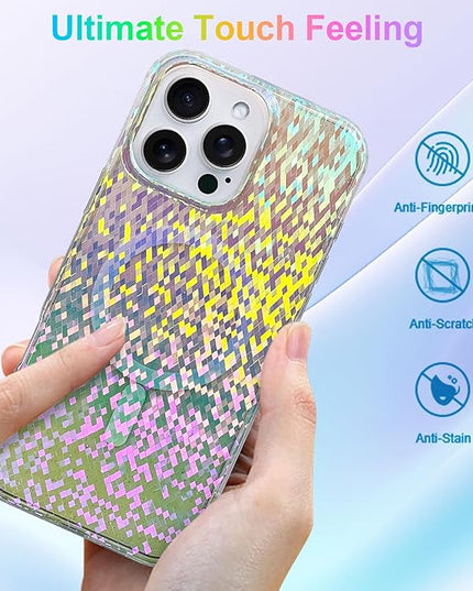 Glitter Case for iPhone 16 Pro Max Case for Women Girls [Compatible with Magsafe] Clear Cute Girly Aesthetic Colorful Iridescent Rainbow Sparkly Sparkle Bling Magnetic Protective Phone Cover