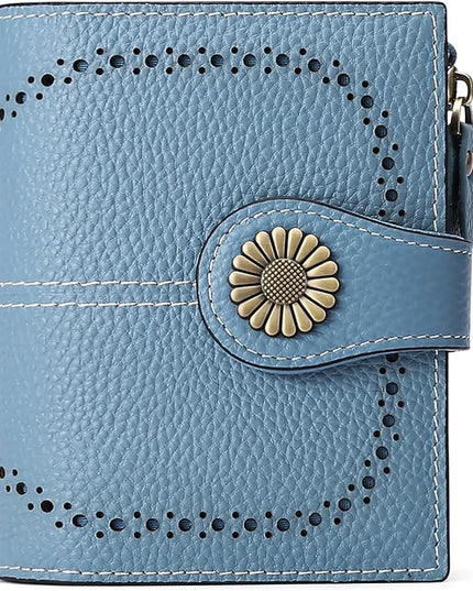 SENDEFN Small Womens Wallet Leather Bifold Card Holder RFID Blocking with Zipper Coin Pocket