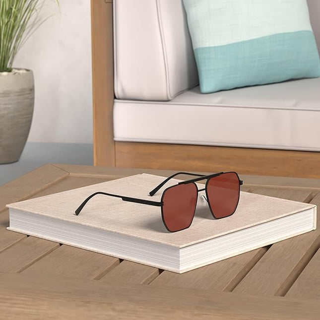 SOJOS Retro Oversized Square Polarized Sunglasses for Women Men Vintage Shades Classic Large Metal Sun Glasses