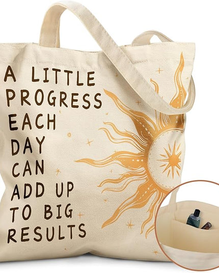 Canvas Tote Bag with Pockets - Aesthetic Reusable Totes for Women Ladies Cute Printed Cloths Canvas Shoulder Bag