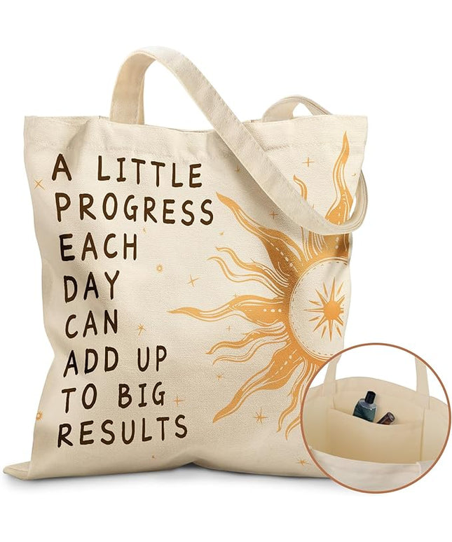 Canvas Tote Bag with Pockets - Aesthetic Reusable Totes for Women Ladies Cute Printed Cloths Canvas Shoulder Bag