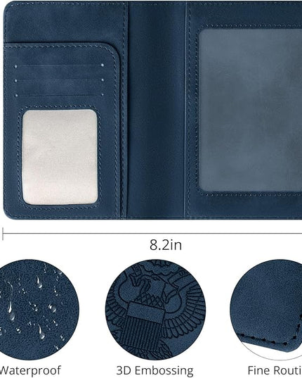 Passport Holder for Travel Essentials,RFID Blocking Passport Cover Wallet Card Case for Women and Men (Dark Blue)