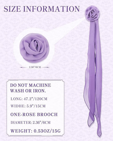 Chiffon Scarf for Women, Removable Flower Neck Scarf Light Soft Fashion Rose Scarves Versatile Headband or Hair Band