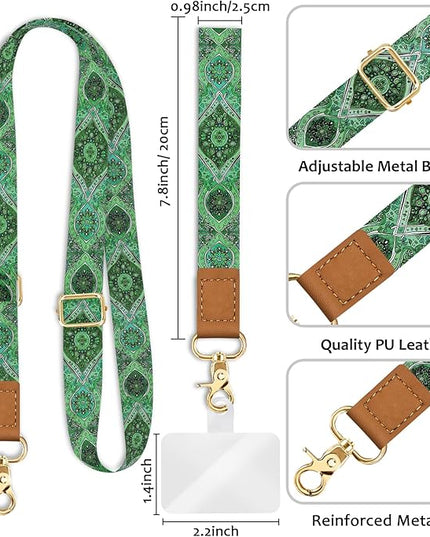 Phone Lanyard Crossbody Wrist Strap, Boho Bohemain Cell Phone Lanyards for Around the Neck Wristlet Shoulder, Adjustable Strap for Keys Accessories Travel Essentials