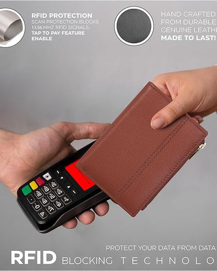 Oak Leathers Wallet For Women Full Grain Leather - Small RFID Coin Purse Credit Card & ID Holder for Ladies,Bifold Wallets for Teenager | Small, RFID, Coin Purse, for Ladies, for Teenager