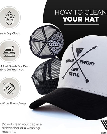 Urban Effort Mesh Back Cap - for Men and Women Baseball Hat 5-Panel Trucker Hat - Great Snapback Closure for Hunting & Hiking