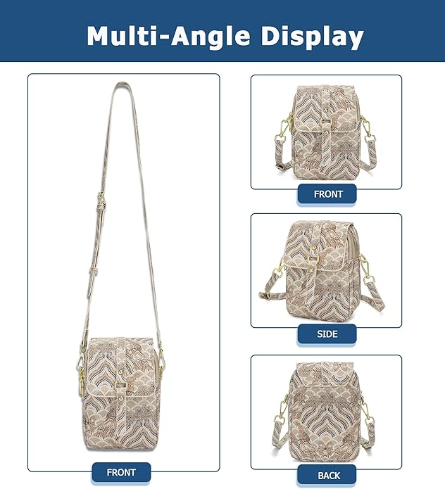 myfriday Vintage Crossbody Phone Bag for Women, Small PU Leather Shoulder Purse and Handbag with Tassel&Rivet Decoration