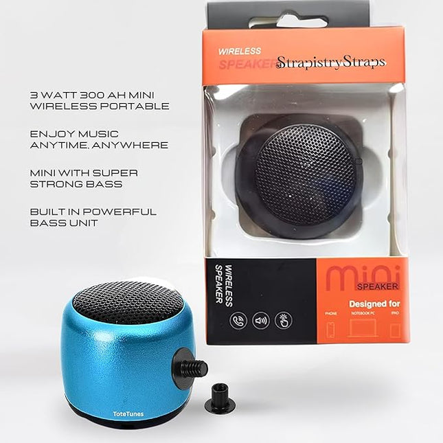 Tote Tunes Waterproof Mini Bluetooth Speaker Compatible with Bogg-Style Tote Bags – Wireless Portable Sound with Secure Rivet Attachment (Black Speaker)