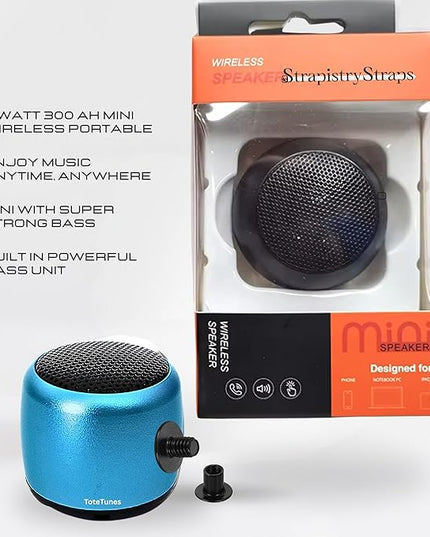 Tote Tunes Waterproof Mini Bluetooth Speaker Compatible with Bogg-Style Tote Bags – Wireless Portable Sound with Secure Rivet Attachment (Blue)