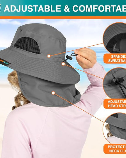 SUN CUBE Wide Brim Sun Hat Men Women, Fishing Hats Sun UV Protection, Mens Hiking Bucket Hat Safari Beach Boonie, UPF 50+