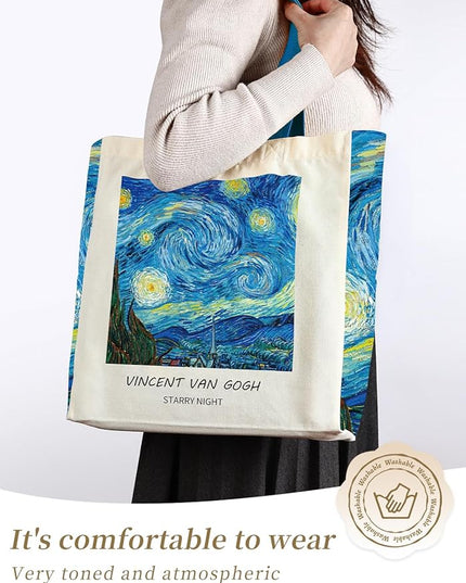 AUSVKAI Cute Canvas Tote Bag for Women, Reusable Designer Bags with Handles Pockets&Snaps for College Beach Everyday Grocery