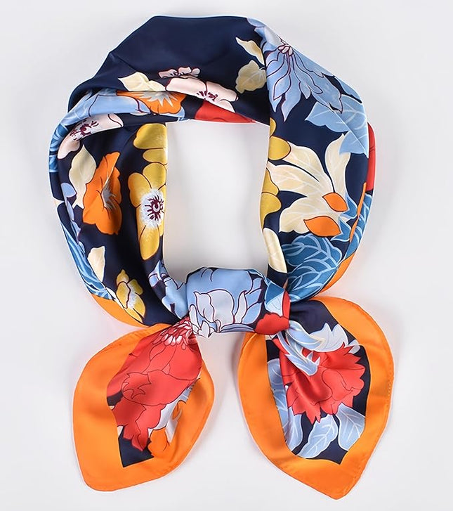 MINIDORA Satin Scarves for Women 27.5 × 27.5 inches Medium Square Elegant Silk Feeling Head Scarf