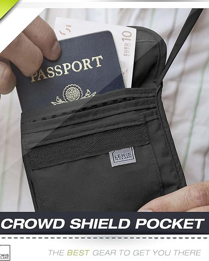 Lewis N. Clark RFID Blocking Stash Neck Wallet, Travel Pouch Passport Holder for Women & Men, Black