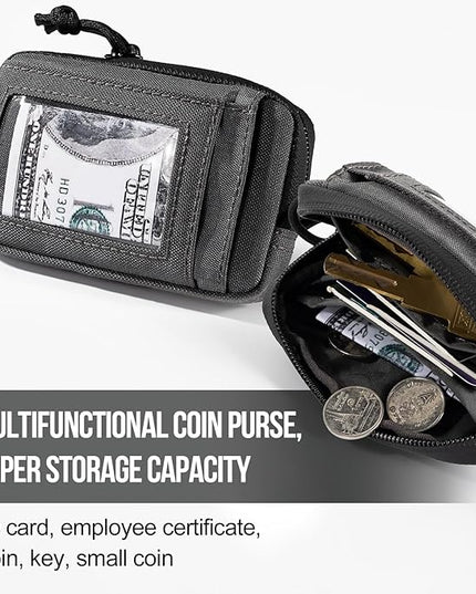 ONETIGRIS Front Pocket Wallet with Zippers Tactical Small Coin Purse Nylon Minimalist Wallet for Men Women