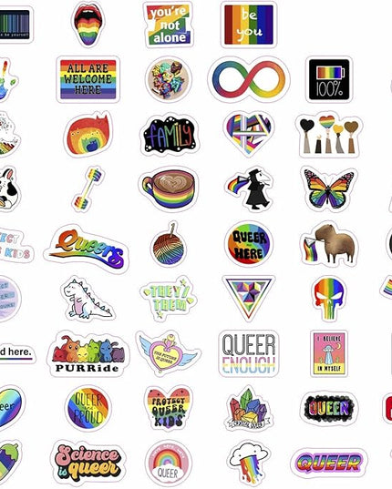 BulbaCraft 100Pcs Queer Stickers for Water Bottle and Laptop - Queer Party Supplies & Decorations, Waterproof Vinyl Decals, LGBTQ+ and Pride Stickers, Gifts for Women & Men