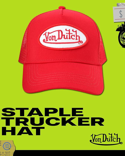 Von Dutch Unisex Trucker Hat - Curved Bill Mesh Back Retro Classic Adjustable Snapback Baseball Cap for Men and Women