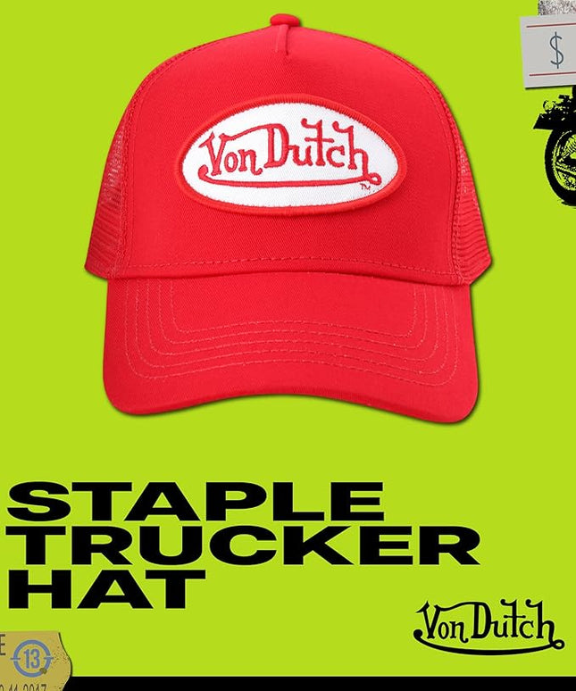 Von Dutch Unisex Trucker Hat - Curved Bill Mesh Back Retro Classic Adjustable Snapback Baseball Cap for Men and Women