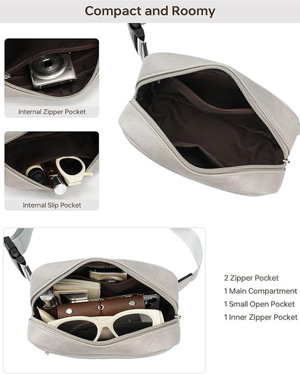GOINSOUND Vegan Leather Men's Women's Outdoor Sports Waist Bag Fanny Packs with Adjustable Strap for Travel, Hiking, Climbing, Jogging, Hiking - Light Grey