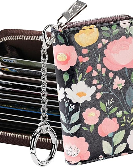 FurArt Zipper Wallet Women, RFID Blocking Credit Card Wallet, Business Card Holder, Compact Size KeyChain Wallet