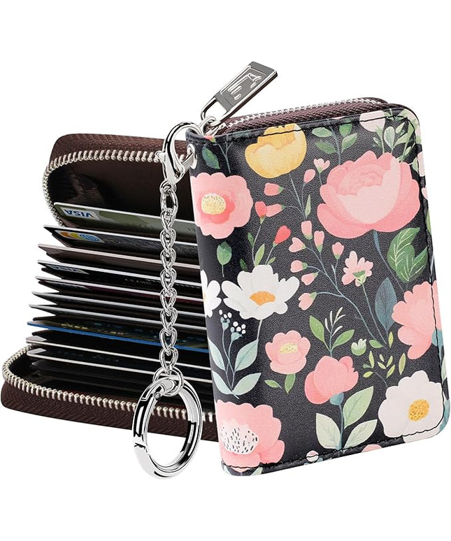 FurArt Zipper Wallet Women, RFID Blocking Credit Card Wallet, Business Card Holder, Compact Size KeyChain Wallet