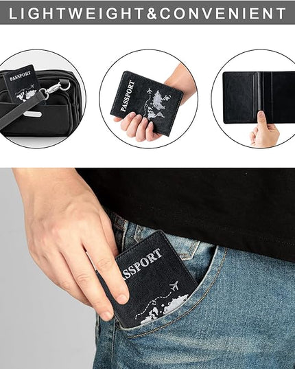 2 Pcs Passport holders，Ultra Slim passport wallet，PU Leather Passport Cover for Women and Men…