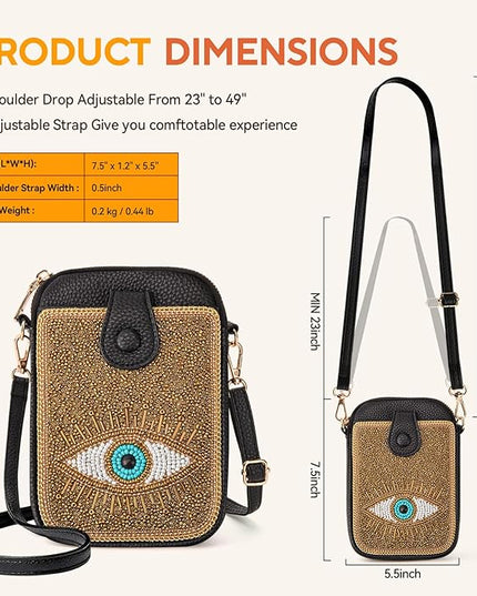 Women's Small Crossbody Cell Phone Bag, Boho Colorful Beaded Purse Wallet with Handmade Cute Patterns