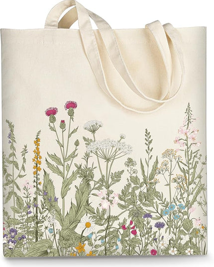 AUSVKAI Canvas Tote Bag for Women, Aesthetic Cute Grocery Grocery Reusable Cotton Gift Bag for Shooping Beach Trendy Gifts
