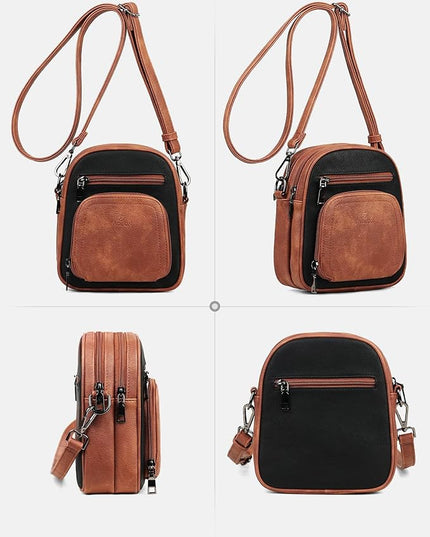 FADEON Small Purses for Women Crossbody Bags, Designer PU Leather Mini Cross Body Purse Travel Shoulder Bag Card Slots