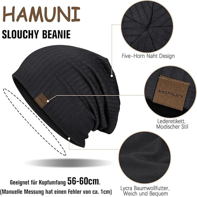 Slouchy Beanie for Men Women Soft Lightweight Running Beanie Hat Chemo Cap Skull Cap