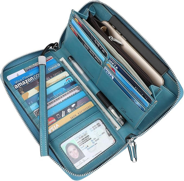 Lavemi Small Compact Women Wallet RFID Blocking Genuine Leather Bifold Purse with ID Windows