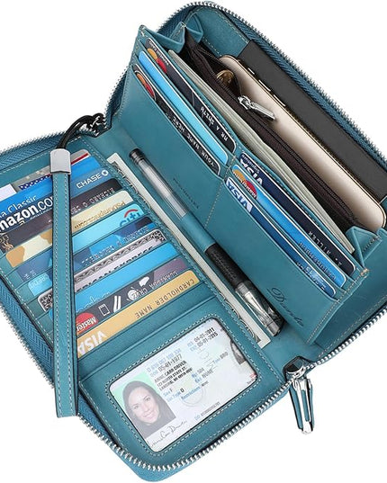 Lavemi Small Compact Women Wallet RFID Blocking Genuine Leather Bifold Purse with ID Windows