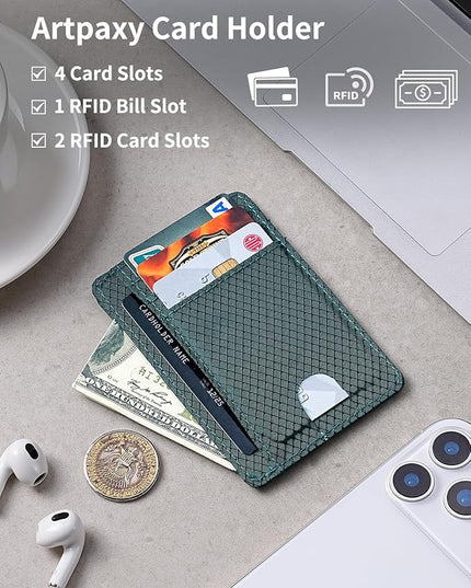 Artpaxy Slim Wallet for Men & Women, Minimalist Front Pocket Card Holder for Travel, RFID Blocking, Water Resistant Nylon Wallet for ID & Cash & Credit Card