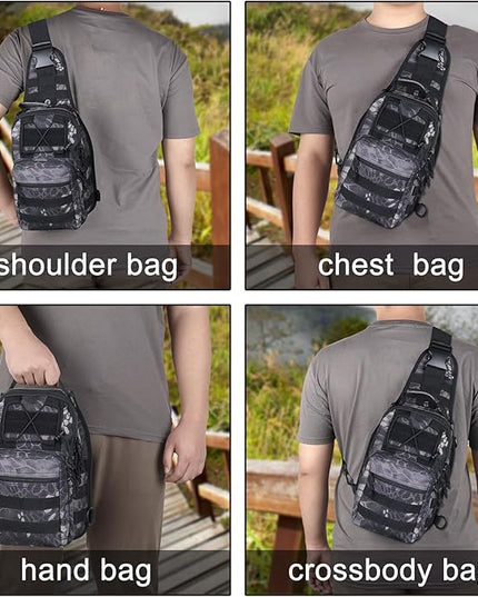 Qcute Tactical Backpack, Waterproof Military Cross-body Molle Sling Shoulder Backpack Chest Bag for Outdoor Every Day Carry