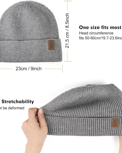 Wmcaps Winter Beanie for Men Women, Fleece Lined Beanie Soft Warm Knit Hat Ski Stocking Cuffed Cap