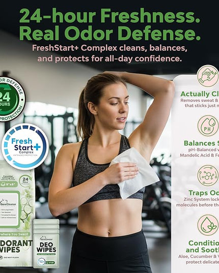 Deodorant Wipes for Women - Freshening Body Towelettes for Post-Workout, Travel, and Daily Deodorizing - On-the-Go Fresh Scent Cleansing Wipes, 60 Count (1 Pack)