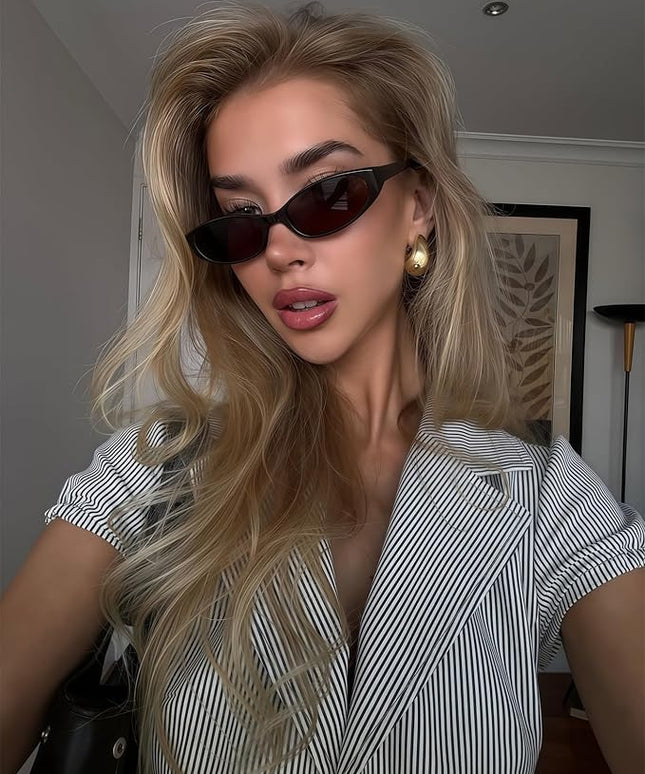 Retro Oval Sunglasses for Women 2026 90s Small Chic Cat Eye Sun Glasses Sunnies Lightweight Shades