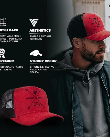 Urban Effort Mesh Back Cap - for Men and Women Baseball Hat 5-Panel Trucker Hat - Great Snapback Closure for Hunting & Hiking
