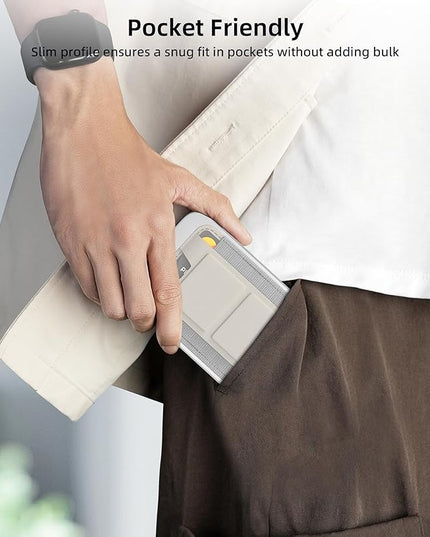 Magnetic Phone Wallet with Angle Adjustable Stand, Leather Card Holder for iPhone 16/15/14/13/12 Series (Not for iPhone Mini), 1 Slot, 6 Cards, Stone