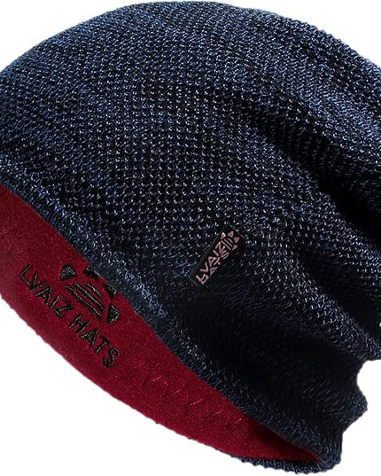 Lvaiz Mens Winter Beanie Hat Warm Fleece Lined Skull Cap for Men Reversible Women Windproof Watch Hat Knit Warm Unisex Beanie