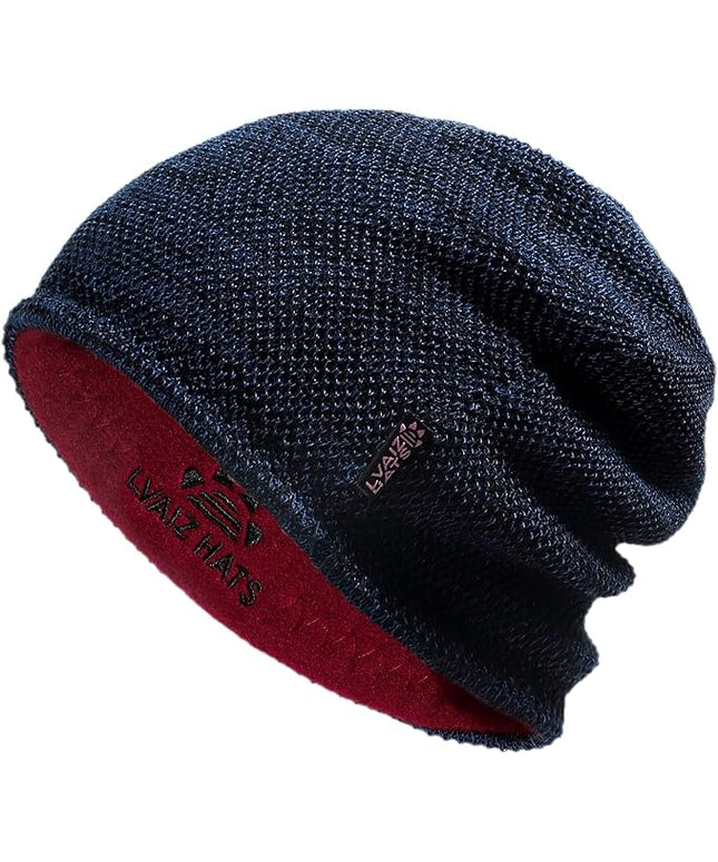 Lvaiz Mens Winter Beanie Hat Warm Fleece Lined Skull Cap for Men Reversible Women Windproof Watch Hat Knit Warm Unisex Beanie