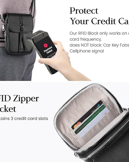 befen Genuine Leather Small Crossbody Bags for Women, Multi Pocket Cell Phone Crossbody Purse with RFID Blocking Card Slots