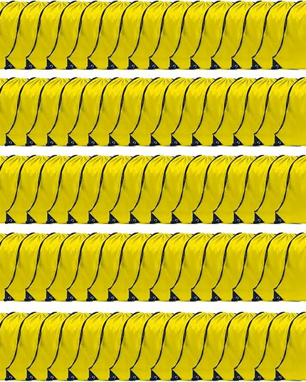 GoodtoU Drawstring Bags, Drawstring Backpack Nylon Backpack Draw String Bags Pack Bulk Cinch Sack Drawstring Gym Bag Drawstring Backpack for Sport, Traveling, Team (Yellow, 80Pcs)