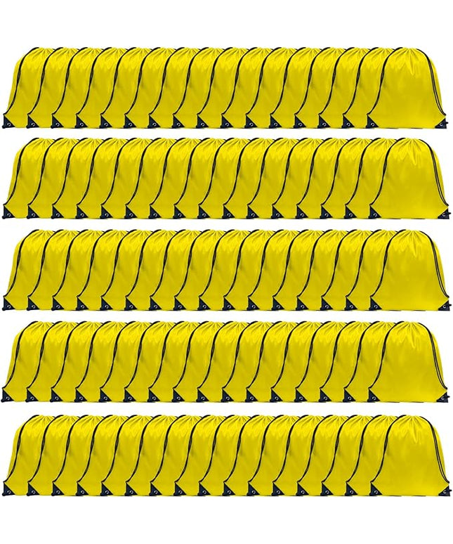GoodtoU Drawstring Bags, Drawstring Backpack Nylon Backpack Draw String Bags Pack Bulk Cinch Sack Drawstring Gym Bag Drawstring Backpack for Sport, Traveling, Team (Yellow, 80Pcs)