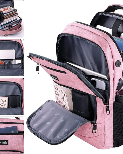 Paude Backpack for Women and Teen Girls, School/College Laptop Bookbag for City Trip, Pink